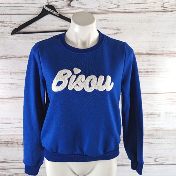Shein Frenchy Bisou Graphic Sweatshirt sz Small - Picture 1 of 5